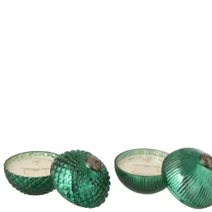 Geurkaars Kerstbal Glas Groen Small Set van 2 J-Line