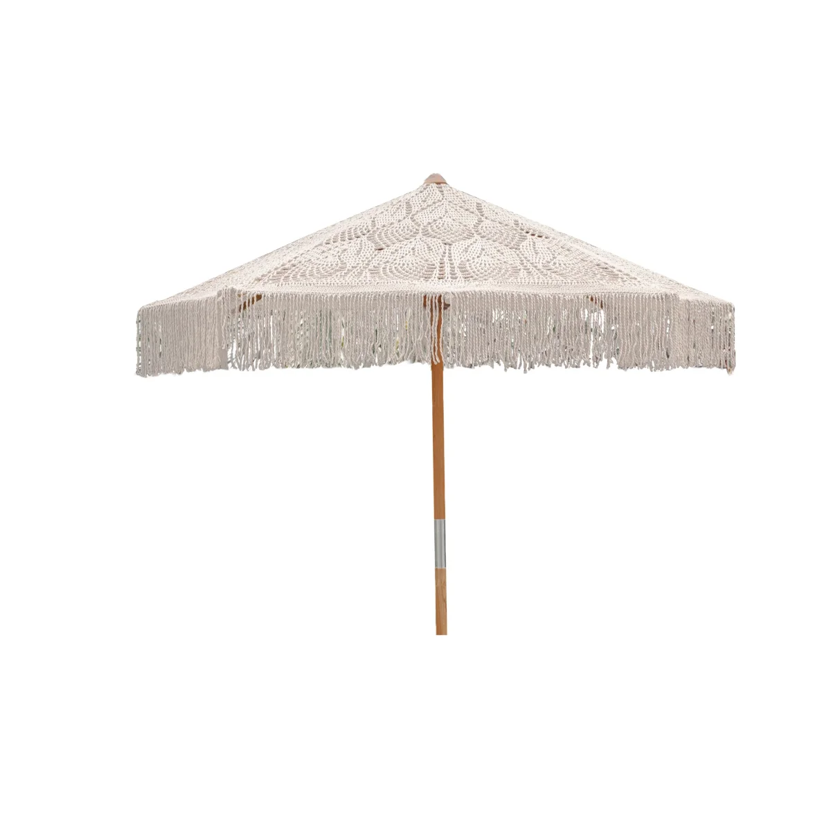 Handgeknoopte Parasol Leafs Crème 250cm Todo Bien - Afbeelding 2