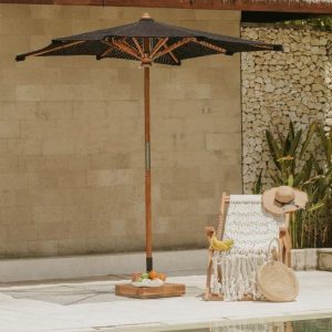 Handgeknoopte Parasol - Pacific Zwart Vierkant - 250cm