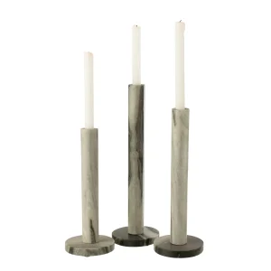 Kaarshouder Marmer Zwart/Lichtgrijs Set van 3 J-Line