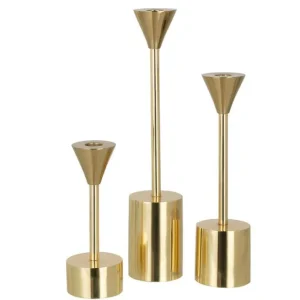 Kandelaars Emma Aluminium Blinkend Goud Set van 3 J-Line