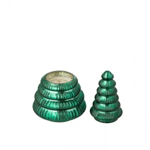 Geurkaars Boom Geribbeld Glas Groen Small J-Line