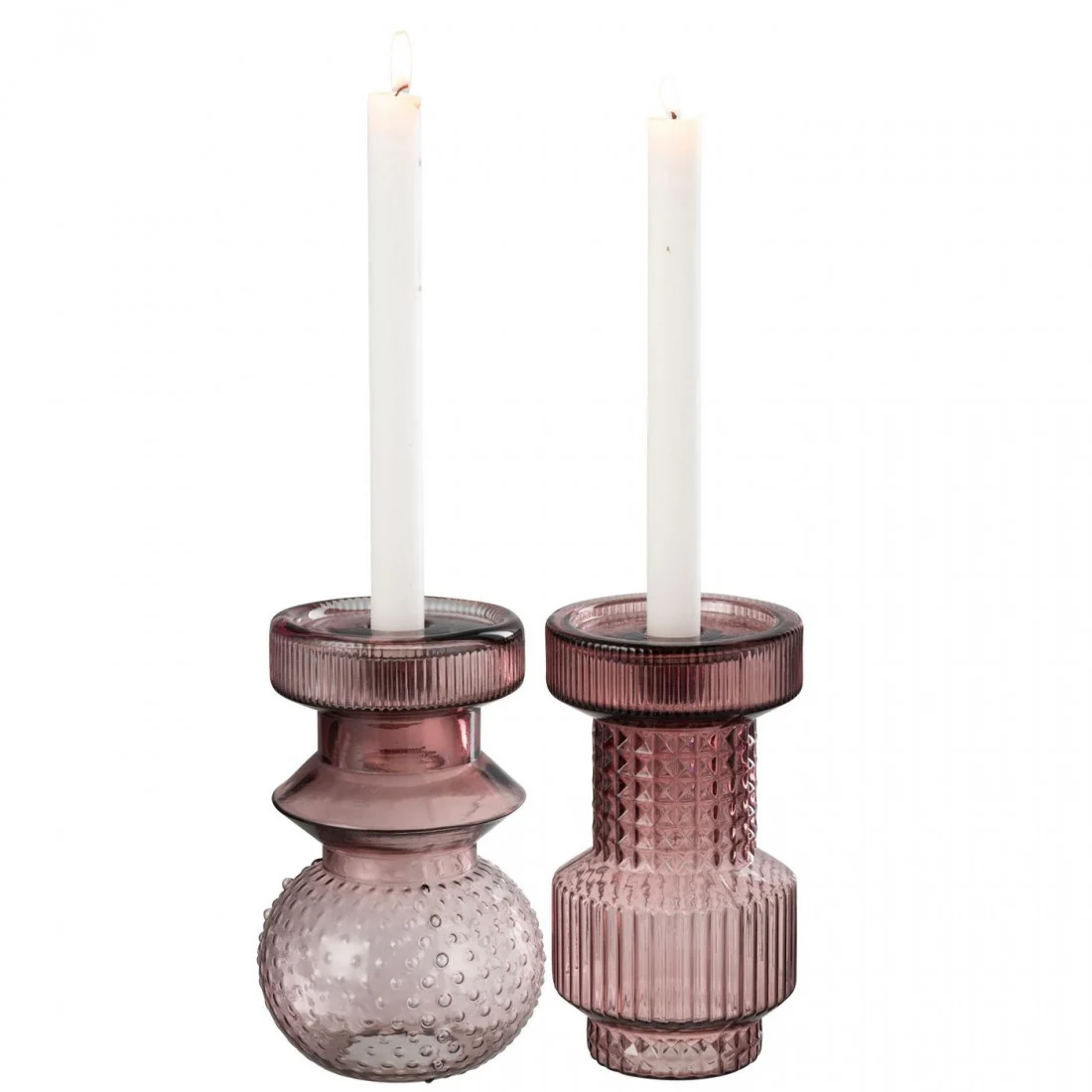 Kaarshouder Geometrisch Glas Rose Set van 2 J-Line - Afbeelding 4