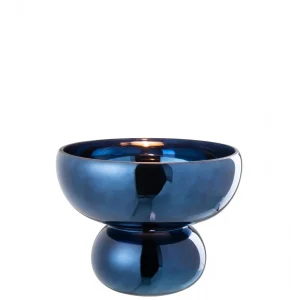 Windlicht Op Voet Afgerond Glas Blauw J-Line