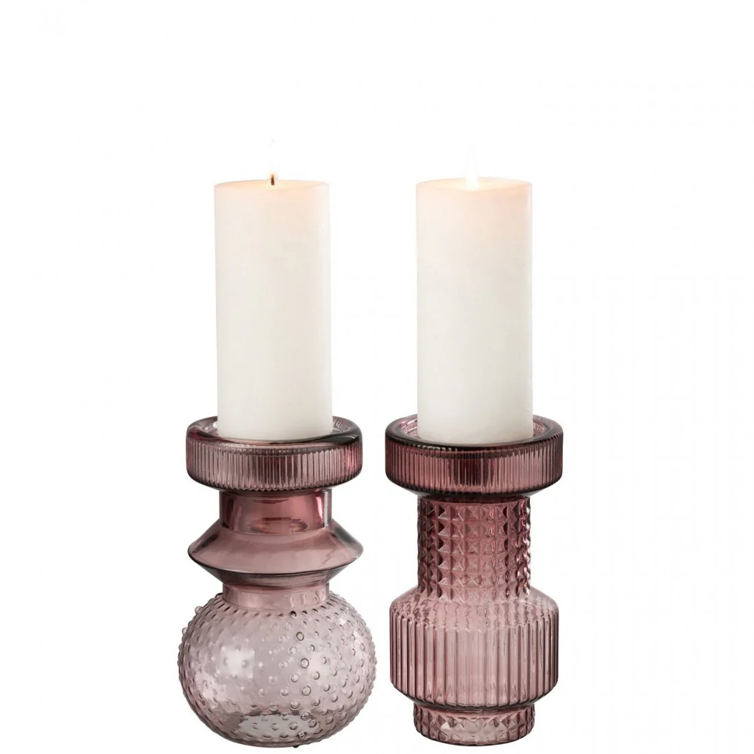 Kaarshouder Geometrisch Glas Rose Set van 2 J-Line - Afbeelding 3